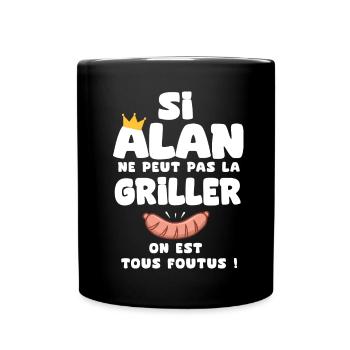 Alan roi barbecue cadeau alan fêtes - Mug uni - noir - Devant