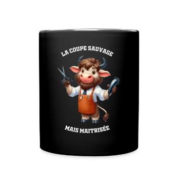 Bison Coiffeur coupe sauvage - Collection métiers - Mug uni - noir - Devant