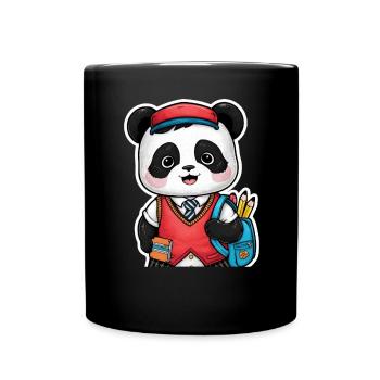 Panda kawaii vêtu d’un uniforme scolaire traditionnel - Mug uni - noir - Devant