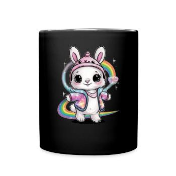 Süßer Kawaii Hase - Tasse einfarbig - Schwarz - Vorne