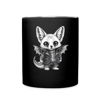 Renard du désert Fennec avec tenue de dragon cool - Mug uni - noir - Devant