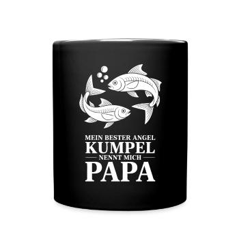 Angeln mit Papa. Papas Angelbuddy - Tasse einfarbig - Schwarz - Vorne