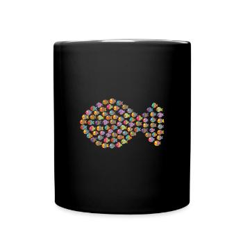 Large fish from many small fish - Full Colour Mug - black - Front