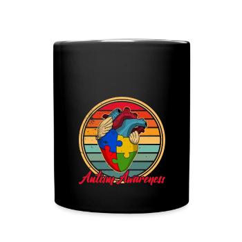 Autism awareness Heart Colors Autism puzzle piece - Full Colour Mug - black - Front