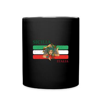 Sizilien Flagge Trinacria Urlaub Italien Reise - Tasse einfarbig - Schwarz - Vorne