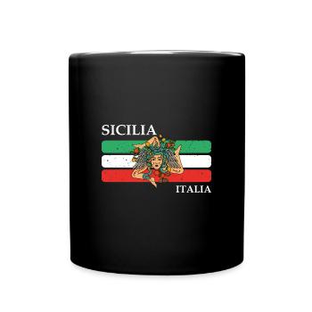 Sizilien Flagge Trinacria Urlaub Italien Reise - Tasse einfarbig - Schwarz - Vorne