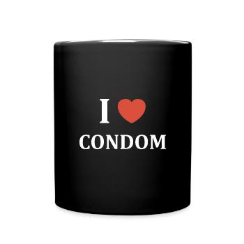i love condom - Mug uni - noir - Devant