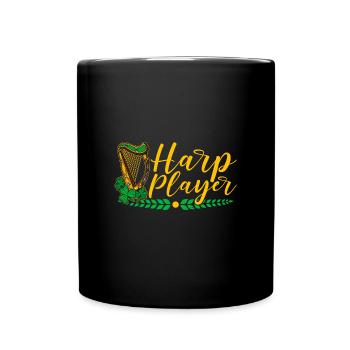 Harfenist Keltische Harfe Irisch Irland Musiker - Tasse einfarbig - Schwarz - Vorne