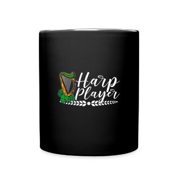 Harfenist Keltische Harfe Irisch Irland Musiker - Tasse einfarbig - Schwarz - Vorne