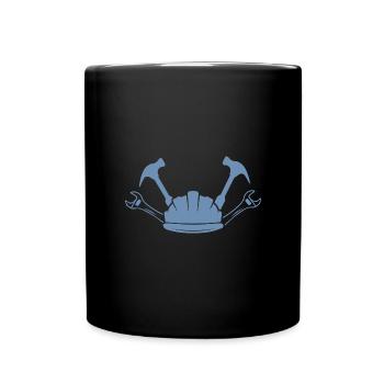 Construction Site Construction Worker Craft Helmet Silhouette - Full Colour Mug - black - Front