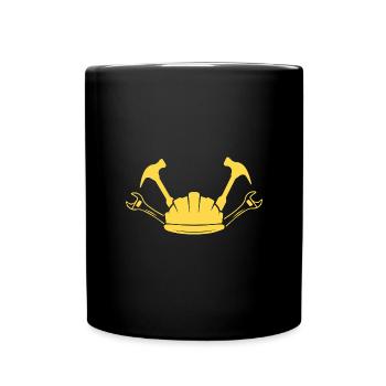 Construction Site Construction Worker Craft Helmet Silhouette - Full Colour Mug - black - Front