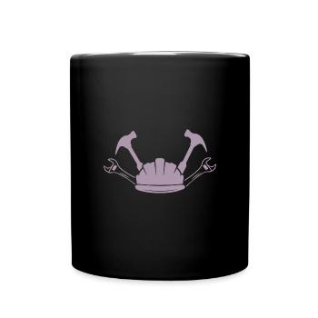 Construction Site Construction Worker Craft Helmet Silhouette - Full Colour Mug - black - Front