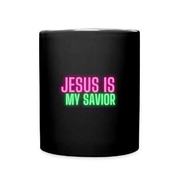 Jesus ist mein Retter Christliche Sprüche Kleidung - Tasse einfarbig - Schwarz - Vorne