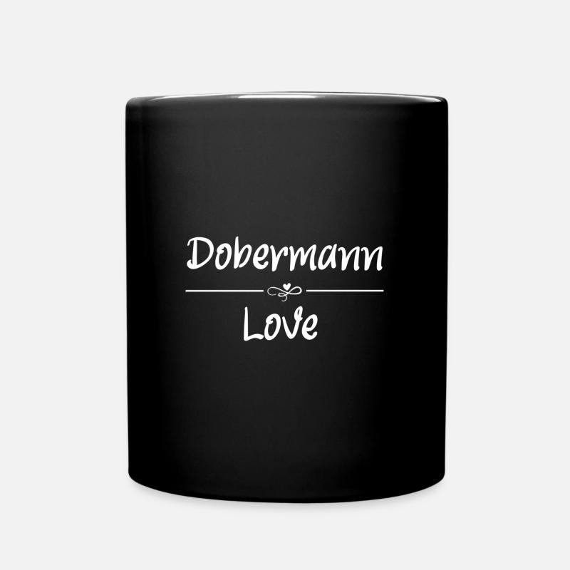 Dobermann Love - Tasse einfarbig - Schwarz