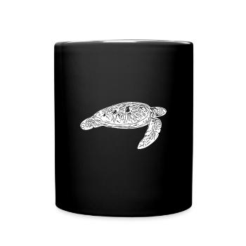 Elegante schwimmende vintage Wasserschildkröte - Tasse einfarbig - Schwarz - Vorne