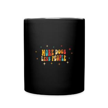 More Dogs Less People - Groovy Retro Design - Full Colour Mug - black - Front