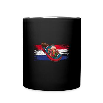 Niederlande Holzschuh National Symbol Flagge - Tasse einfarbig - Schwarz - Vorne