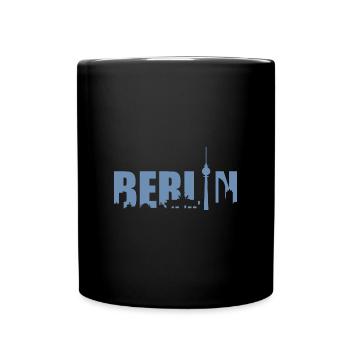 Berliner Skyline Design Silhouette Fernsehturm - Tasse einfarbig - Schwarz - Vorne