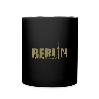 Berliner Skyline Design Silhouette Fernsehturm - Tasse einfarbig - Schwarz - Vorne