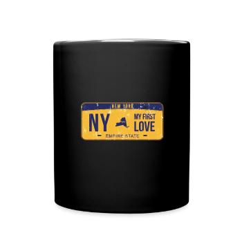 NY My First Love License Plate - Tasse einfarbig - Schwarz - Vorne