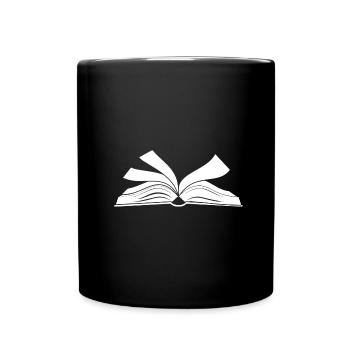 Open Book Read Bookworm Bookworm Pocket - Full Colour Mug - black - Front