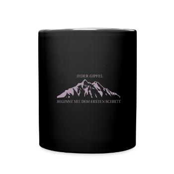 Klassische Berglandschaft: Jeder Gipfel beginnt mi - Tasse einfarbig - Schwarz - Vorne