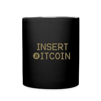 Hier Bitcoin einführen - Tasse einfarbig - Schwarz - Vorne