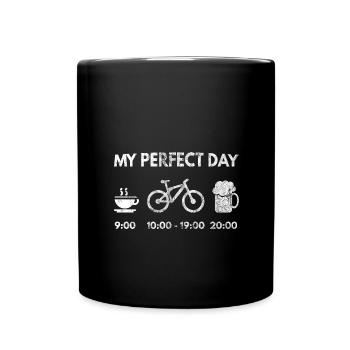Mon jour parfait - café - cyclisme - boire de la bière - Mug uni - noir - Devant