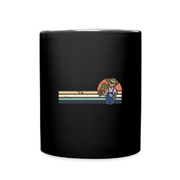 Skelett Spooky Gärtner Gärtnerei Hobby Blumen - Tasse einfarbig - Schwarz - Vorne