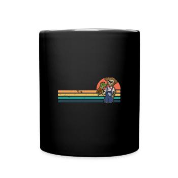 Skelett Spooky Gärtner Gärtnerei Hobby Blumen - Tasse einfarbig - Schwarz - Vorne