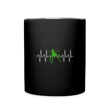 Grande araignée avec ligne de cœur J’adore les araignées - Mug uni - noir - Devant