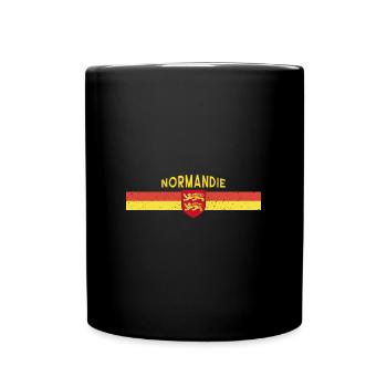 Frankreich touristische Region Normandie Flagge - Tasse einfarbig - Schwarz - Vorne