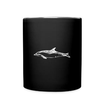 Niedlicher vintage Delfin - Tasse einfarbig - Schwarz - Vorne