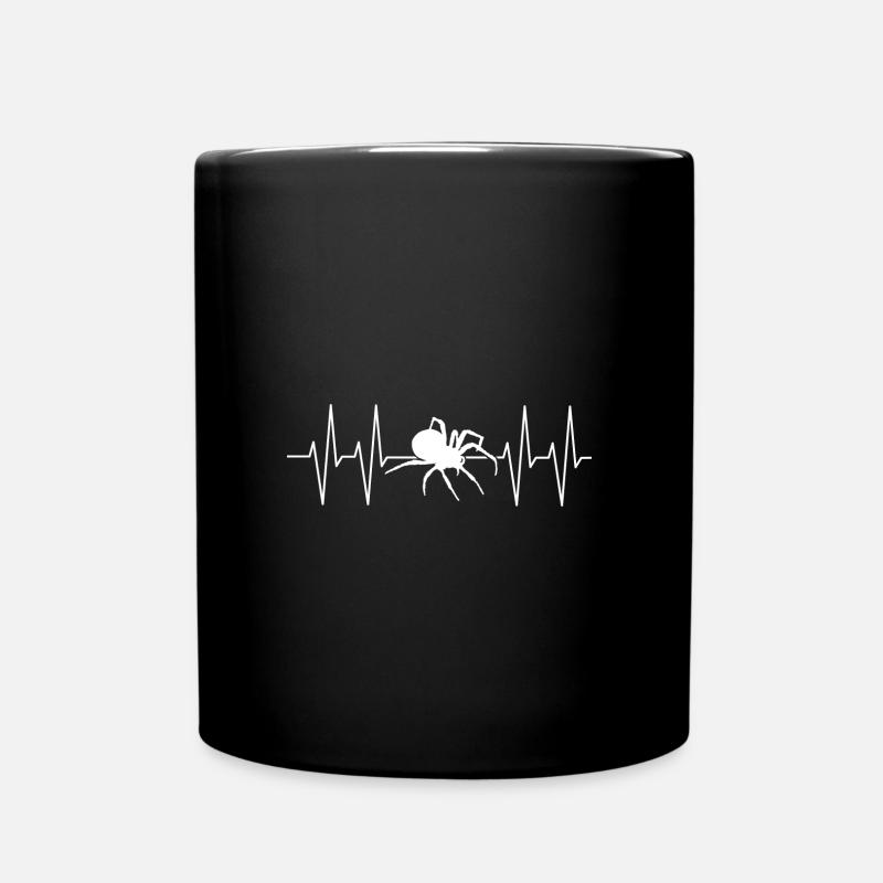 Große Spinne mit Herzlinie ich liebe Spinnen - Tasse einfarbig - Schwarz