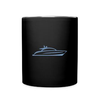Boot Yacht Silhouette Minimalistisch - Tasse einfarbig - Schwarz - Vorne
