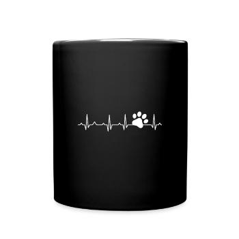 Hundepfote Herzschlag - Tasse einfarbig - Schwarz - Vorne