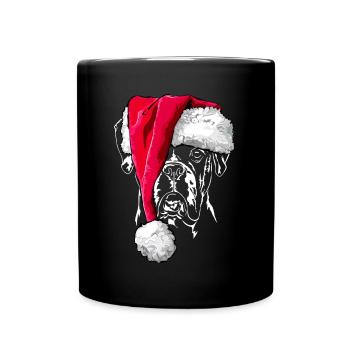 Boxer mit Muetze Weihnachten - Tasse einfarbig - Schwarz - Vorne