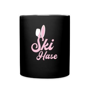 Skihase - Tasse einfarbig - Schwarz - Vorne