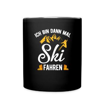 Skifahren im Skiurlaub - Tasse einfarbig - Schwarz - Vorne