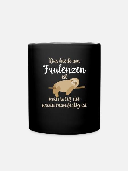 faultier faulenzen - Tasse einfarbig - Schwarz