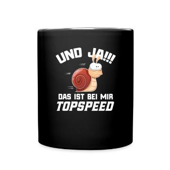Joggen Jogging Marathon Lustiger Spruch Schnecke - Tasse einfarbig - Schwarz - Vorne