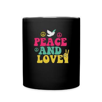 Hippie Peace and Love Puissance des fleurs des années 70 - Mug uni - noir - Devant