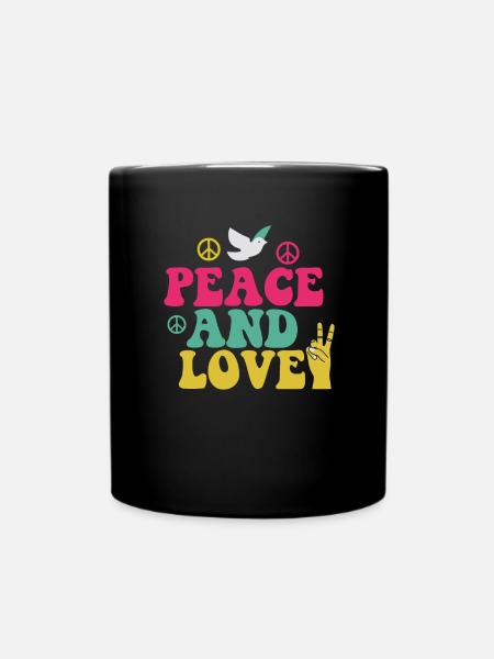 Hippie Peace and Love Puissance des fleurs des années 70 - Mug uni - noir