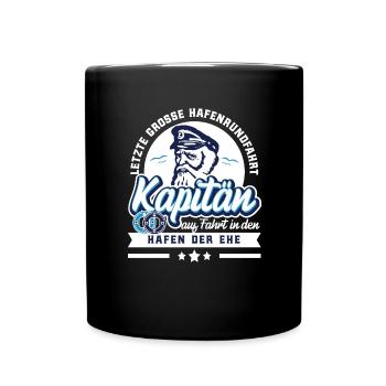 Junggesellenabschied Team Kapitän - Tasse einfarbig - Schwarz - Vorne