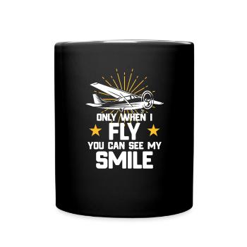 Fliegen - Nur wenn ich fliege Spruch - Tasse einfarbig - Schwarz - Vorne