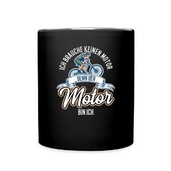 Fahrradfahrer Mountain Biker Ich bin der Motor - Tasse einfarbig - Schwarz - Vorne