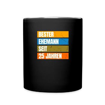 Silberhochzeit Silberne Hochzeit - Tasse einfarbig - Schwarz - Vorne