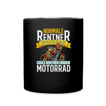 Rentner Motorradfahrrer Motorrad - Tasse einfarbig - Schwarz - Vorne
