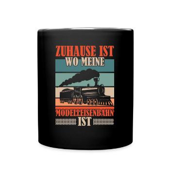 Retro Modelleisenbahn Lokomotive - Tasse einfarbig - Schwarz - Vorne