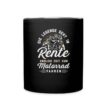Rente Rentner Motorrad Motorradfahrer Biker - Tasse einfarbig - Schwarz - Vorne